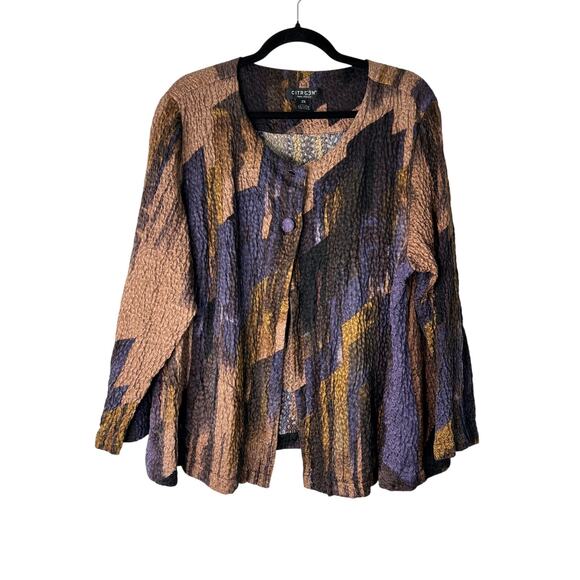 Citron Santa Monica 2 Button Blazer Size 2X Abstract Multicolor Textured Jacket - Picture 1 of 11